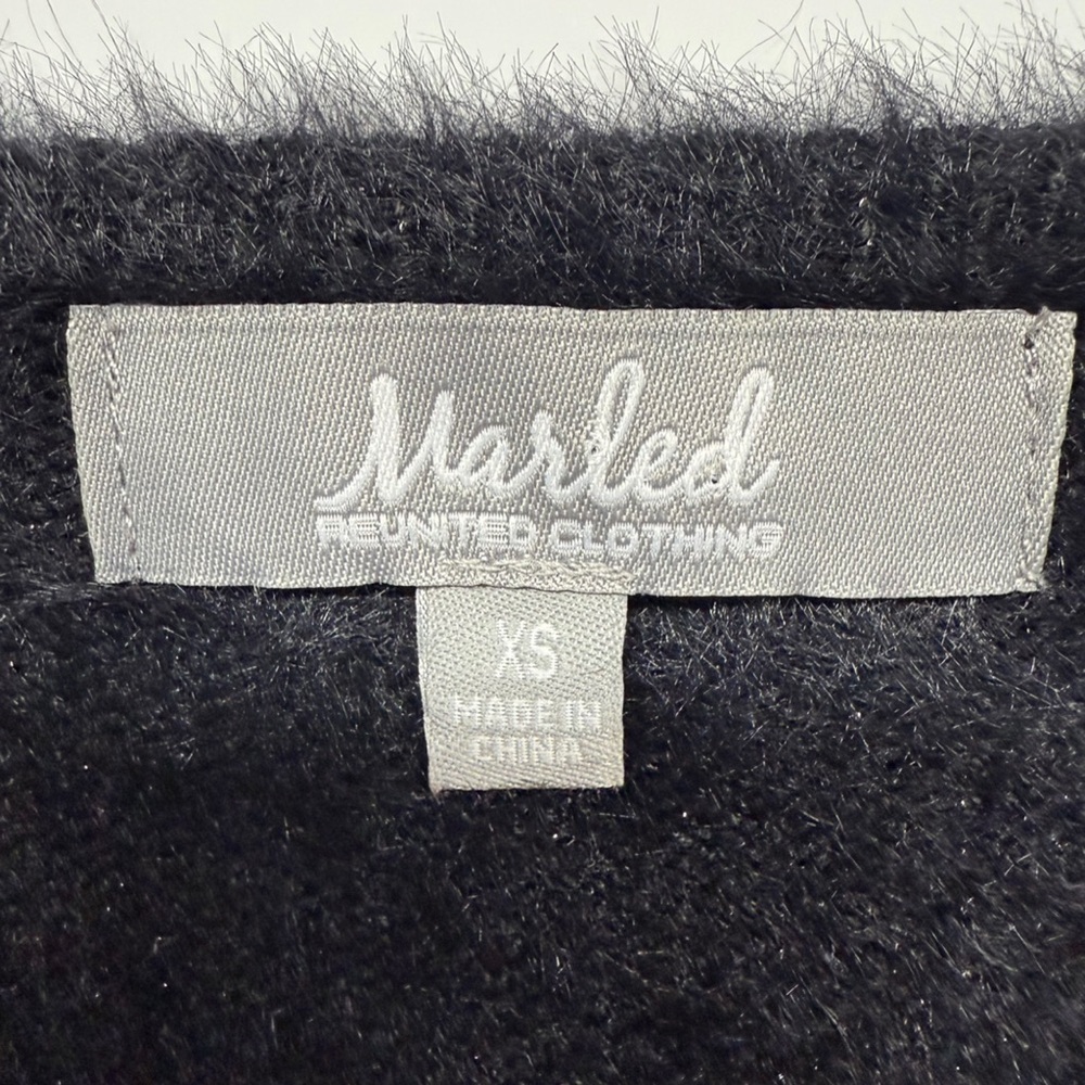 Marled by Reunited Clothing Fuzzy Scoop Neck Eyelash Knit Sweater Black, Size XS - Picture 2 of 7